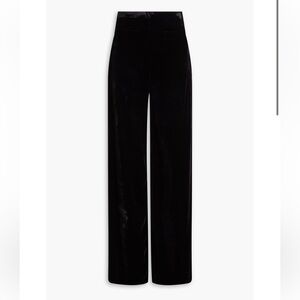 Sandro Black High-Waist Wide-Leg Velvet Pants